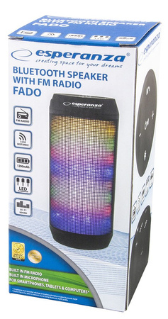 Głośnik przenośny bluetooth + radio z podświetleniem LED Esperanza 