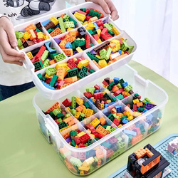 PUDEŁKO POJEMNIK NA KLOCKI 2 WARSTWOWY PIĘTROWY LEGO ORGANIZER PRZEGRÓDKAMI