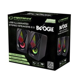 GŁOŚNIKI 2.0 USB LED 5W RAINBOW BOOGIE ESPERANZA 